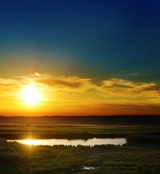 good dramatic sunset over river