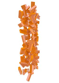 The letter is made up of bricks. Isolated render on a white background