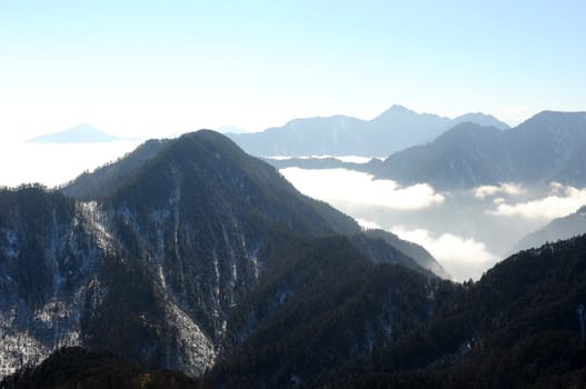 Landscape view on the top of mountains
