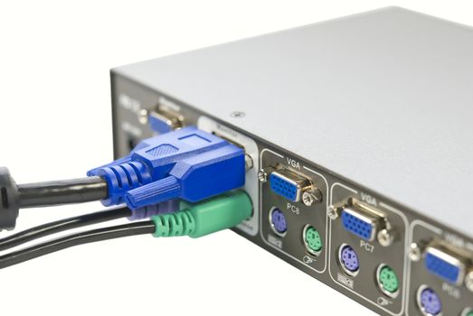 KVM (keyboard, video and mouse) switch isolated on white background