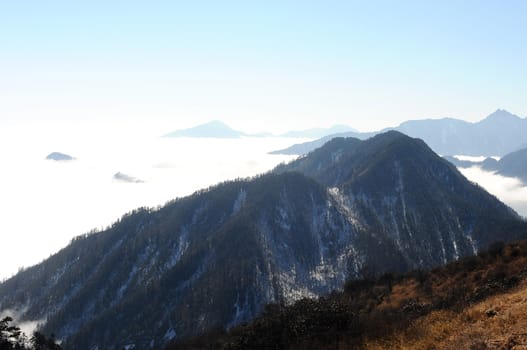 Landscape view on the top of mountains