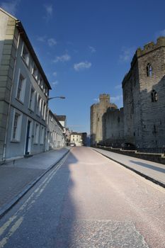 Medievil Caernarfon castle & estuary in north Wales 