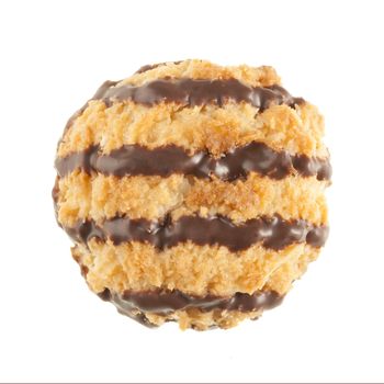 Coconut macaroon with chocolate isolated on a white background