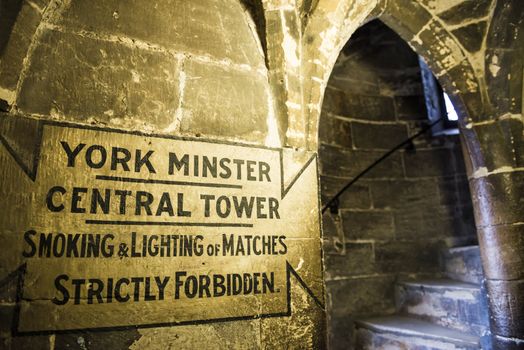Entrance to the roof of York Minster, in the UK. The Minster dates back from 1291.