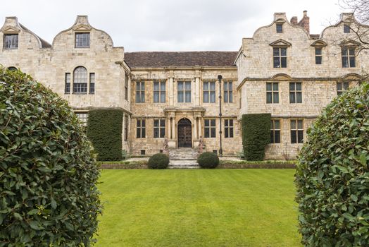 YORK, UK - MARCH 30: The Treasurer's House's garden and back of the house. The site is considered to be one of the most haunted in Europe. March 30, 2013 in York.