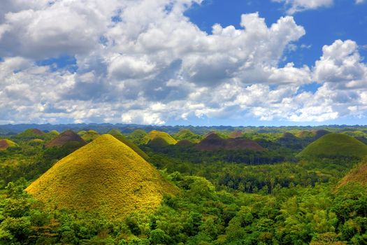 View of the Chocolate Hills in Bohol, Philippines