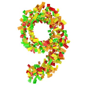 The number is made up of children's blocks. Isolated render on a white background