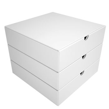 Stack of boxes from a closed pizza. Isolated render on a white background