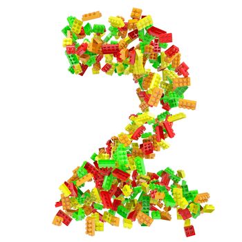 The number is made up of children's blocks. Isolated render on a white background