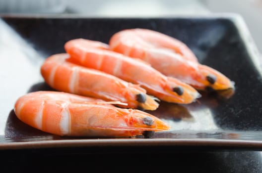 seafood dish, Boiled shrimps on dish .