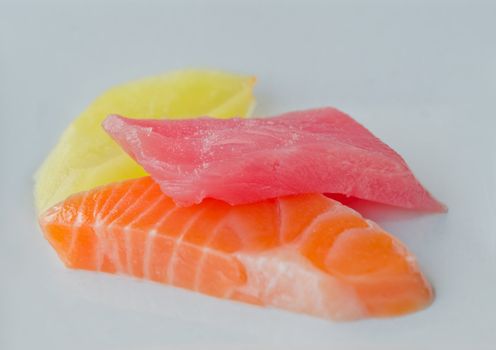 Sashimi and pickled vegetable . japanese cuisine