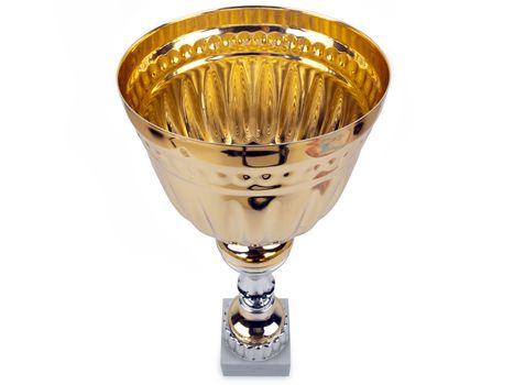 golden winner cup over white