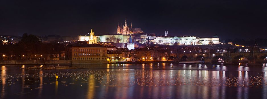 beautiful night view of Prague Castle