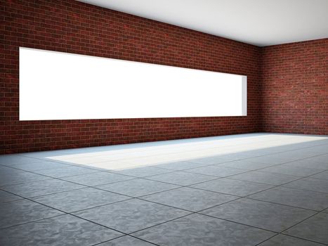 Empty room with brick wall and a window
