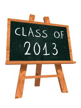 class of 2013 - chalk text on isolated easel blackboard, graduate education concept