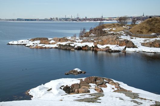 Suomenlinna fortress in winter. Helsinki. Finland.