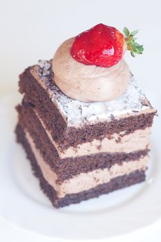 beautiful cake with strawberry on a white background