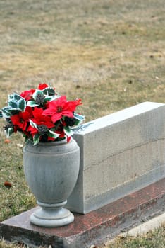 Graveyard with various headstones.