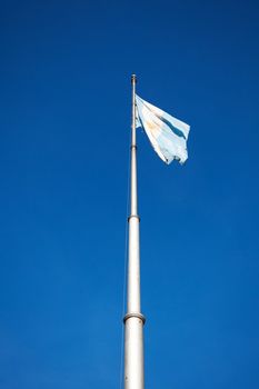 Flag of Argentina against the blue sky