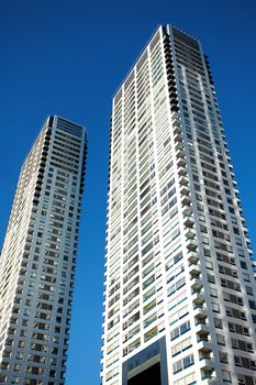 Beautiful modern office building against the blue sky