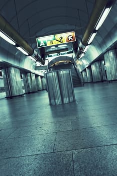 subway station in Prague with special photographic processing