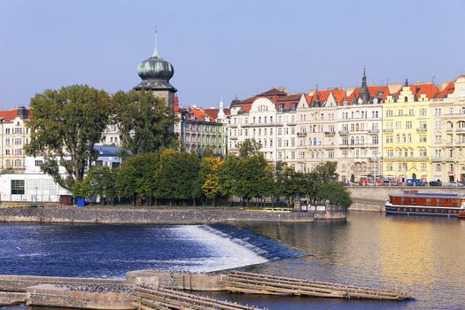 View of Prague district from the river.