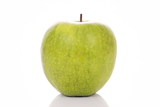 green apple on white background in studio