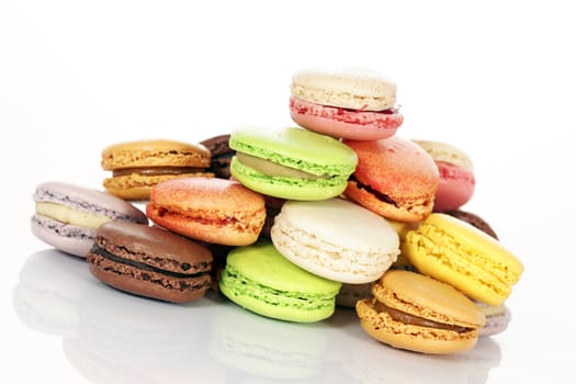 assorted Macaroons isolated in white background 