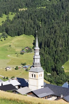 Hauteluce, village on alpine moutain in France
