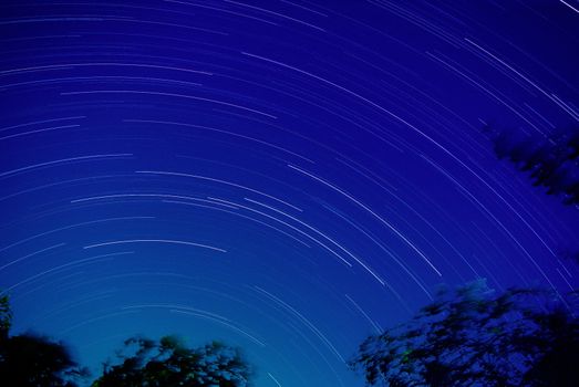 Star trail April 6, 2013 view from Sriracha, Thailand