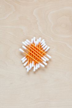 Ear sticks scattered on a table