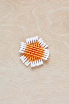 Ear sticks scattered on a table