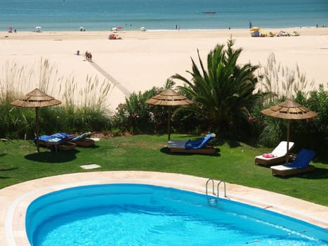 A section of the idyllic Praia de Rocha beach on the Algarve region. 