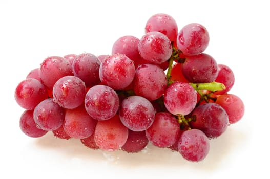 Fresh purple grapes on a white background