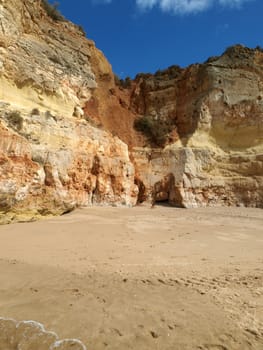 A section of the idyllic Praia de Rocha beach on the Algarve region. 