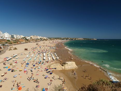 A section of the idyllic Praia de Rocha beach on the Algarve region. 