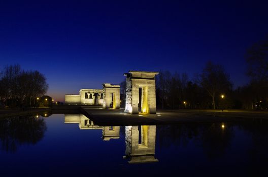 Temple of Debod. Egyptian temple in Madrid. Famous Landmark