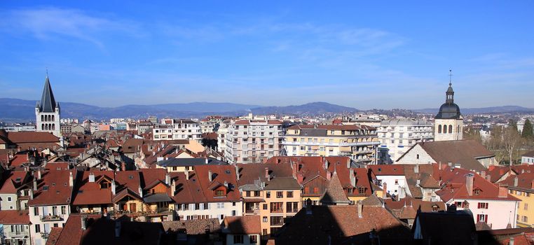 View of Annecy city by beautiful weather, France