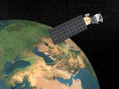 Aqua satellite upon the earth to study it in the space