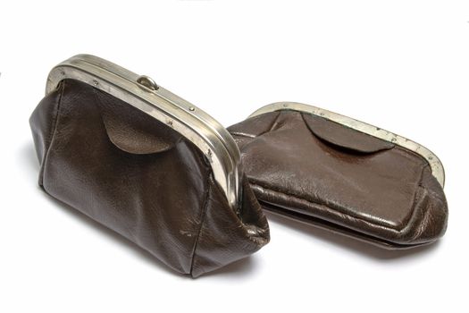 Old purse isolated on white background 