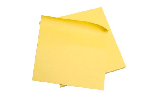 Yellow memo paper isolated on white background 