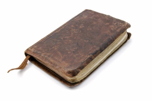Old book closeup on white background 