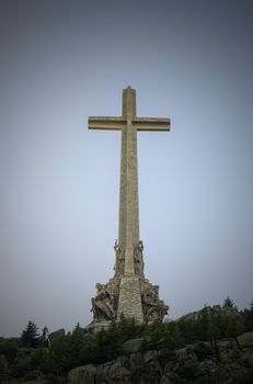 Christian Cross at Valley of the Fallen San Lorenzo de El Escorial Madrid Spain.