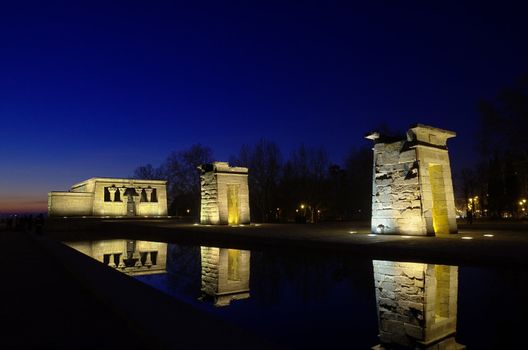 Temple of Debod. Egyptian temple in Madrid. Famous Landmark