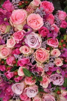 Wedding flowers: roses in various pastel colors