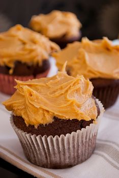 delicious homemade cupcakes with peanut butter icing