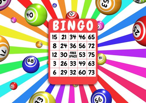 Illustration of bingo balls and card