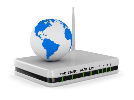 router on white background. Isolated 3D image