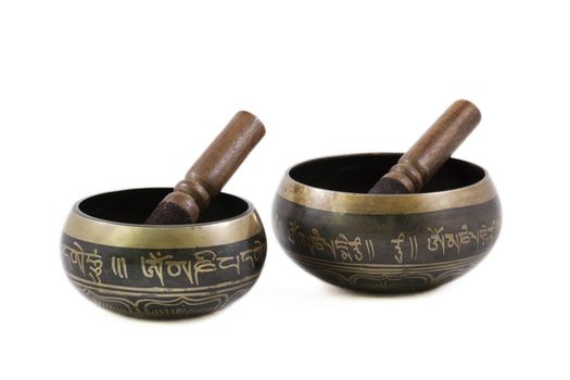 Tibetan Bowls isolated on white background