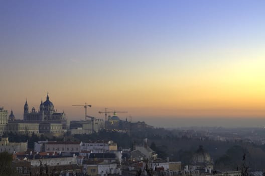 MAdrid Skyline at dusk.